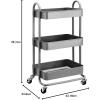 imageAmazon Basics 3Tier Rolling Utility or Kitchen Cart Lockable Wheels Multifunctional Storage WhiteCharcoal