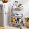 imageAmazon Basics 3Tier Rolling Utility or Kitchen Cart Lockable Wheels Multifunctional Storage WhiteCharcoal