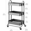 imageAmazon Basics 3Tier Rolling Utility or Kitchen Cart Lockable Wheels Multifunctional Storage WhiteCharcoal