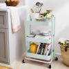 imageAmazon Basics 3Tier Rolling Utility or Kitchen Cart Lockable Wheels Multifunctional Storage WhiteMint Green