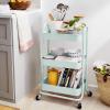 imageAmazon Basics 3Tier Rolling Utility or Kitchen Cart Lockable Wheels Multifunctional Storage WhiteMint Green