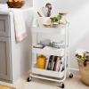 imageAmazon Basics 3Tier Rolling Utility or Kitchen Cart Lockable Wheels Multifunctional Storage WhiteWhite