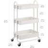 imageAmazon Basics 3Tier Rolling Utility or Kitchen Cart Lockable Wheels Multifunctional Storage WhiteWhite