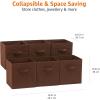 imageAmazon Basics Cube Organizer Storage Bins Handles Collapsible Fabric Pack of 6 105quotx105quotx11quot NavyBrown