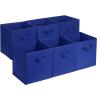 imageAmazon Basics Cube Organizer Storage Bins Handles Collapsible Fabric Pack of 6 105quotx105quotx11quot NavyNavy