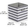 imageAmazon Basics Cube Organizer Storage Bins Handles Collapsible Fabric Pack of 6 105quotx105quotx11quot NavyWhite Light Grey Stripe
