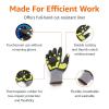 imageAmazon Basics Cut Level A1 Abrasion ANSI Level A4 Impact Protection Gloves with Touch Screen Friendly 15G Sandy Nitrile Palm Pack of 120 Pairs Yellow Size XXSmallLarge