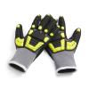 imageAmazon Basics Cut Level A1 Abrasion ANSI Level A4 Impact Protection Gloves with Touch Screen Friendly 15G Sandy Nitrile Palm Pack of 120 Pairs Yellow Size XXSmallXXSmall