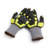 imageAmazon Basics Cut Level A1 Abrasion ANSI Level A4 Impact Protection Gloves with Touch Screen Friendly 15G Sandy Nitrile Palm Pack of 120 Pairs Yellow Size XXSmallLarge