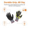 imageAmazon Basics Cut Level A1 Abrasion ANSI Level A4 Impact Protection Gloves with Touch Screen Friendly 15G Sandy Nitrile Palm Pack of 120 Pairs Yellow Size XXSmallSmall