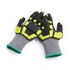 imageAmazon Basics Cut Level A1 Abrasion ANSI Level A4 Impact Protection Gloves with Touch Screen Friendly 15G Sandy Nitrile Palm Pack of 120 Pairs Yellow Size XXSmallMedium