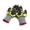imageAmazon Basics Cut Level A1 Abrasion ANSI Level A4 Impact Protection Gloves with Touch Screen Friendly 15G Sandy Nitrile Palm Pack of 120 Pairs Yellow Size XXSmallSmall
