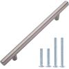 imageAmazon Basics Euro Bar Cabinet Handle 12inch Diameter 538 in Length 3 in Hole Center Flat Black Pack of 10 AB1500FB10Satin Nickel