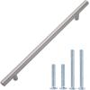 imageAmazon Basics Euro Bar Cabinet Handle 12inch Diameter 538 in Length 3 in Hole Center Flat Black Pack of 10 AB1500FB10Satin Nickel