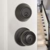 imageAmazon Basics Exterior Door Knob With Key Lock and Deadbolt Coastal Matte Black