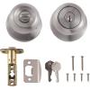 imageAmazon Basics Exterior Door Knob With Lock Coastal Matte BlackSatin Nickel