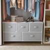 imageAmazon Basics Extra Wide Fabric 5Drawer Storage Organizer Unit for Closet BronzeWhite