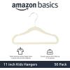 imageAmazon Basics Kids Velvet NonSlip Clothes Hangers for Infant and Toddler 116 in for baby clothes Pack of 50 BlushBeige