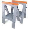 imageAmazon Basics Rectangular Folding Sawhorse  Set of 2 900 Pound Capacity Orange and Grey