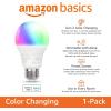 imageAmazon Basics Smart A19 LED Light Bulb Color Changing 9W 60W Equivalent 800LM Works with Alexa Only 24 GHz WiFi No Hub Required 1 PackColor Changing