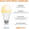 imageAmazon Basics Smart A19 LED Light Bulb Color Changing 9W 60W Equivalent 800LM Works with Alexa Only 24 GHz WiFi No Hub Required 1 PackDimmable Soft White