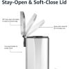 imageAmazon Basics Smudge Resistant Rectangular Trash Can With SoftClose Foot Pedal Brushed Stainless Steel 30 litre79 Gallon Satin Nickel Finish 138quotL x 118quotW x 25quotHSatin Nickel