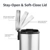 imageAmazon Basics Smudge Resistant Rectangular Trash Can With SoftClose Foot Pedal Brushed Stainless Steel 30 litre79 Gallon Satin Nickel Finish 138quotL x 118quotW x 25quotHSatin Nickel