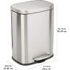 imageAmazon Basics Smudge Resistant Rectangular Trash Can With SoftClose Foot Pedal Brushed Stainless Steel 30 litre79 Gallon Satin Nickel Finish 138quotL x 118quotW x 25quotHSatin Nickel