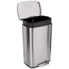 imageAmazon Basics Smudge Resistant Rectangular Trash Can With SoftClose Foot Pedal Brushed Stainless Steel 30 litre79 Gallon Satin Nickel Finish 138quotL x 118quotW x 25quotHSatin Nickel