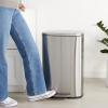 imageAmazon Basics Smudge Resistant Rectangular Trash Can With SoftClose Foot Pedal Brushed Stainless Steel 30 litre79 Gallon Satin Nickel Finish 138quotL x 118quotW x 25quotHSatin Nickel