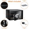 imageAmazon Basics Steel Security Safe and Lock Box with Programmable Electronic Keypad for Valuables Cash Jewelry Documents Black 1 Cubic Foot 169x146x91inches WxDxH12 Cubic Feet