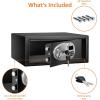 imageAmazon Basics Steel Security Safe and Lock Box with Programmable Electronic Keypad for Valuables Cash Jewelry Documents Black 1 Cubic Foot 169x146x91inches WxDxH07 Cubic Feet