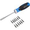 imageAmazon Basics 12 Piece Ratcheting Magnetic Screwdriver Set with Multiple Bits Black Blue Silver