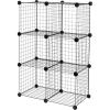 imageAmazon Basics 6 Cube Wire Grid Stackable Storage Shelves 126 x 26 x 38 inches WhiteBlack