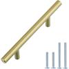 imageAmazon Basics Euro Bar Cabinet Handle 12inch Diameter 538 in Length 3 in Hole Center Flat Black Pack of 10 AB1500FB10Golden Champagne