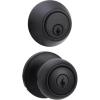 imageAmazon Basics Exterior Door Knob With Key Lock and Deadbolt Coastal Matte Black