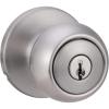 imageAmazon Basics Exterior Door Knob With Lock Coastal Matte BlackSatin Nickel