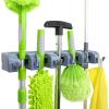 imageAmazon Basics Rectangular Heavy Duty Wall Mount Storage Broom Mop Holder or Tool Organizer with Hooks and Slots for Home Garage Garden Laundry or Kitchen 236 x 169 x 335 in Gray