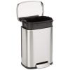 imageAmazon Basics Smudge Resistant Rectangular Trash Can With SoftClose Foot Pedal Brushed Stainless Steel 30 litre79 Gallon Satin Nickel Finish 138quotL x 118quotW x 25quotHSatin Nickel