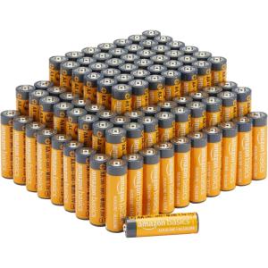 imageAmazon Basics 20Pack AA Alkaline HighPerformance Batteries 15 Volt 10Year Shelf Life100 Count AALR6