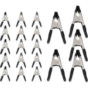 imageAmazon Basics 20Piece Steel Spring Clamp Set 15 Pack of 34inch 5 Pack of 1inch BlackSilver