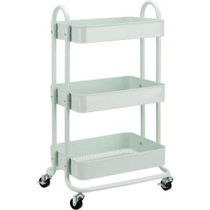 imageAmazon Basics 3Tier Rolling Utility or Kitchen Cart Lockable Wheels Multifunctional Storage WhiteMint Green