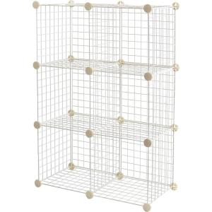 imageAmazon Basics 6 Cube Wire Grid Stackable Storage Shelves 126 x 26 x 38 inches WhiteWhite