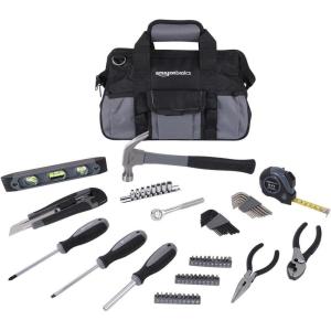 imageAmazon Basics 65 Piece Home Basic Repair Tool Kit Set With Bag Silver Black65Piece