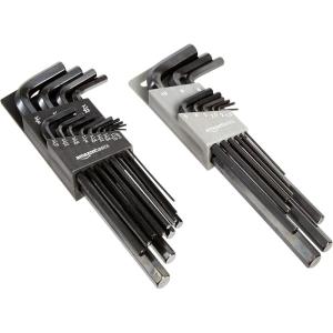 imageAmazon Basics Allen WrenchHex Key Set SAE ampamp Metric Sizes Chrome Vanadium Steel 2 Organized Holders 36Piece SetBlack