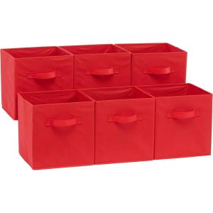 imageAmazon Basics Cube Organizer Storage Bins Handles Collapsible Fabric Pack of 6 105quotx105quotx11quot NavyRed