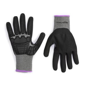 imageAmazon Basics Cut Level A2 Abrasion ANSI Level A4 Impact Protection Gloves with Touch Screen Friendly 15G Sandy Nitrile Palm Pack of 100 Pairs Black Size XXSmall3XLarge