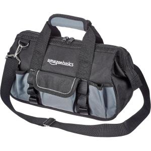 imageAmazon Basics Durable WearResistant Base Tool Small Standard Bag with Strap 12 Inch Black ampamp GraySmall Standard Bag