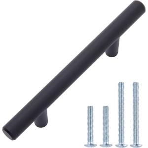 imageAmazon Basics Euro Bar Cabinet Handle 12inch Diameter 538 in Length 3 in Hole Center Flat Black Pack of 10 AB1500FB10Flat Black