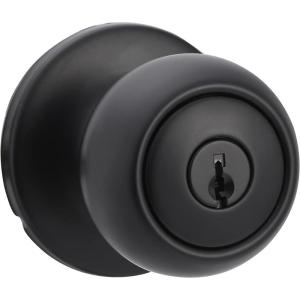 imageAmazon Basics Exterior Door Knob With Lock Coastal Matte BlackMatte Black